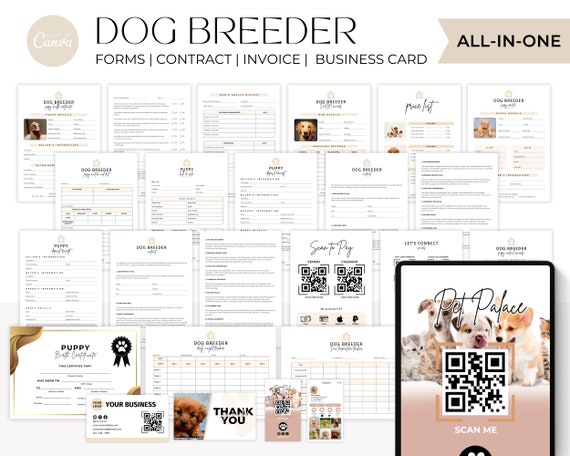 Dog Breeder Starter Kit, Breeder Forms, Whelping Charts, Puppy Sale Contract, Whelping Records, Puppy Medical Records, Puppy Charts