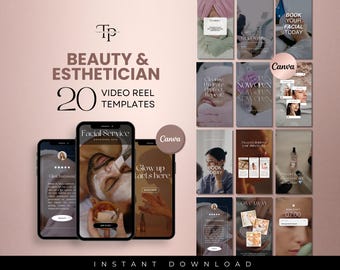 Beauty & Esthetician Video Reel Templates, Skincare Video Reels, Esthetician Templates, Skincare Reels,  Esthetician Instagram Videos, Canva