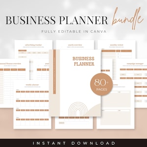 Business Planner Bundle Template, Editable, Small Business Planner, Content Planner, Social Media Planner, Business Plan Template, Canva