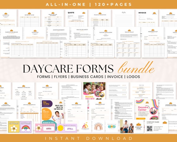 Daycare Starter Kit, Daycare Forms Bundle, Childcare Business Plan, Daycare Start-up Kit Paperwork, Daycare Flyer Template, Daycare Logo