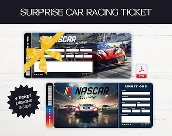 Editable NASCAR Surprise Reveal Car Racing Gift Template, Nascar Keepsake, Faux Souvenir, Gift Ticket, Sports Event Stub, Printable PDF File