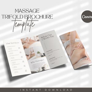 Modèle de brochure massage à trois volets, brochure massothérapeute, brochure massage imprimable, modèle Flyer toile, brochure d'entreprise massage