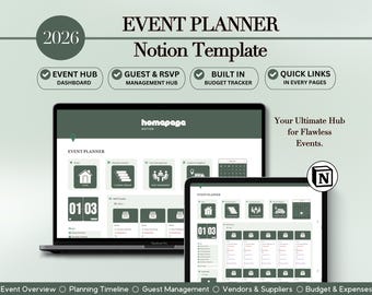Event Organizer Notion Planner, Notion Template, Notion Dashboard, Event Planner For Productivity And Organization, Event Manager Planner