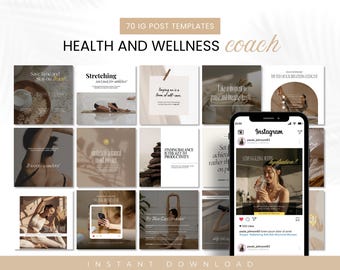 Health & Wellness Coach Instagram Canva Templates, Coaching, Modern, Minimal, Self care - Content, Post, Stories, Reel Templates