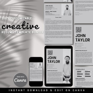 Creative Resume Template, CV Resume Template, Minimalist Resume, Simple Resume, Curriculum Vitae, Resume CV Template Editable in Canva