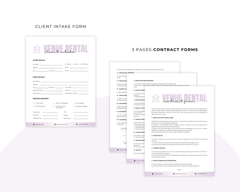 Av Event Form Venue Rental Forms Bundle, Wedding Venue Contract Template, Event ...