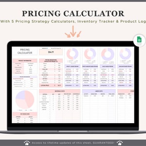 Pricing Calculator Spreadsheet, Price Handmade Products Google Sheet Template, Product Pricing Calculator, Pricing Guide, Pricing Worksheet