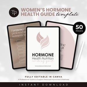 50 Pages Women’s Hormone Health Guide Template, Hormone Health Coaching Ebook, Women&#39;s Health Nutritionist, Health & Wellbeing, Canva