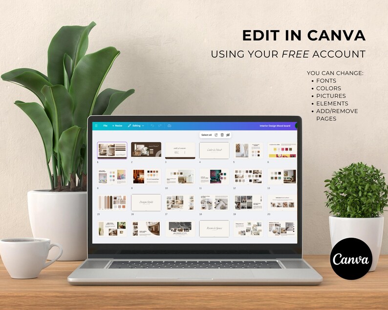 Interior Design Mood Board Canva Template, Interior Design Mood Board ...