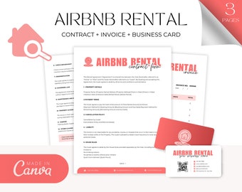 Airbnb Rental Agreement Contract, House Rental Services Agreement, Airbnb Contract, Canva Templates