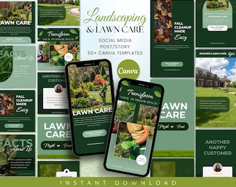 Landscaper Social Media Bundle, Landscaping Business, Lawn Mowing Instagram Posts, Landscaping Instagram Template, Lawn Mowing IG, Canva