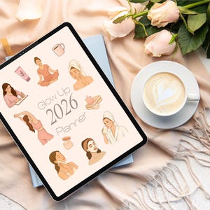 Glow Up Planner 2026, Planificateur de soins personnels, Planificateur esthétique, Planificateur de bien-être, Bien-être, Productivité image 3