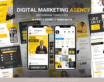 Digital Marketing Instagram Templates, Business Sales Instagram Template, Digital Marketing Agency, Advertising Agency, Social Media Manager
