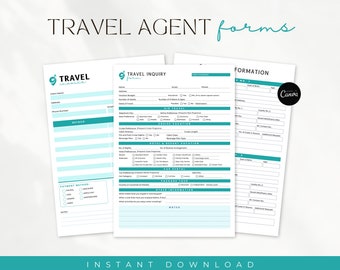 Travel Agent Forms, Booking Form Template, Canva Templates, Agency Business, Travelers Information Form, Credit Card Form, Travel Invoice
