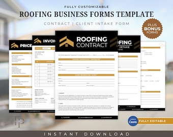 Modelo de formulário para empresas de cobertura, editável e imprimível, formulário de admissão para novos clientes, formulários para empresas de cobertura, contrato, acordo, fatura