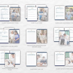 Pode incluir: Um conjunto de formul&aacute;rios imprim&iacute;veis para cuidadores, incluindo um formul&aacute;rio de avalia&ccedil;&atilde;o do cliente, um formul&aacute;rio de plano de cuidados, um formul&aacute;rio de atribui&ccedil;&atilde;o de cuidadores, registos de cuidadores, um registo de administra&ccedil;&atilde;o de medicamentos, um formul&aacute;rio de comunica&ccedil;&atilde;o familiar, um registo de tempo do cuidador e um inqu&eacute;rito de satisfa&ccedil;&atilde;o do cliente.