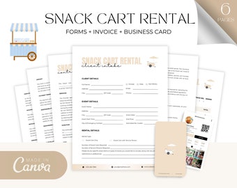 Editable Snack Cart Service Contract Template, Snack Cart Rental Service Agreement, Event Services Business Template Form, Canva editable