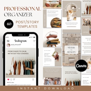 Professional Organizer Social Media Template, Social Media Instagram Post, Instagram Story, Professional Organizer Service Marketing IG Post