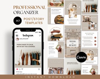Professional Organizer Social Media Template, Social Media Instagram Post, Instagram Story, Professional Organizer Service Marketing IG Post