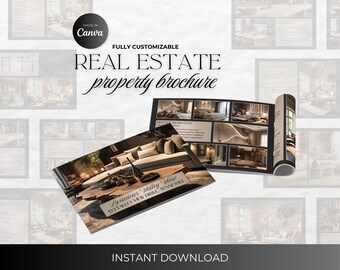 Plantilla de folleto de propiedades inmobiliarias, folleto de propiedades de lujo, folleto de venta, folleto de anuncios, folleto de puertas abiertas, revista de propiedades