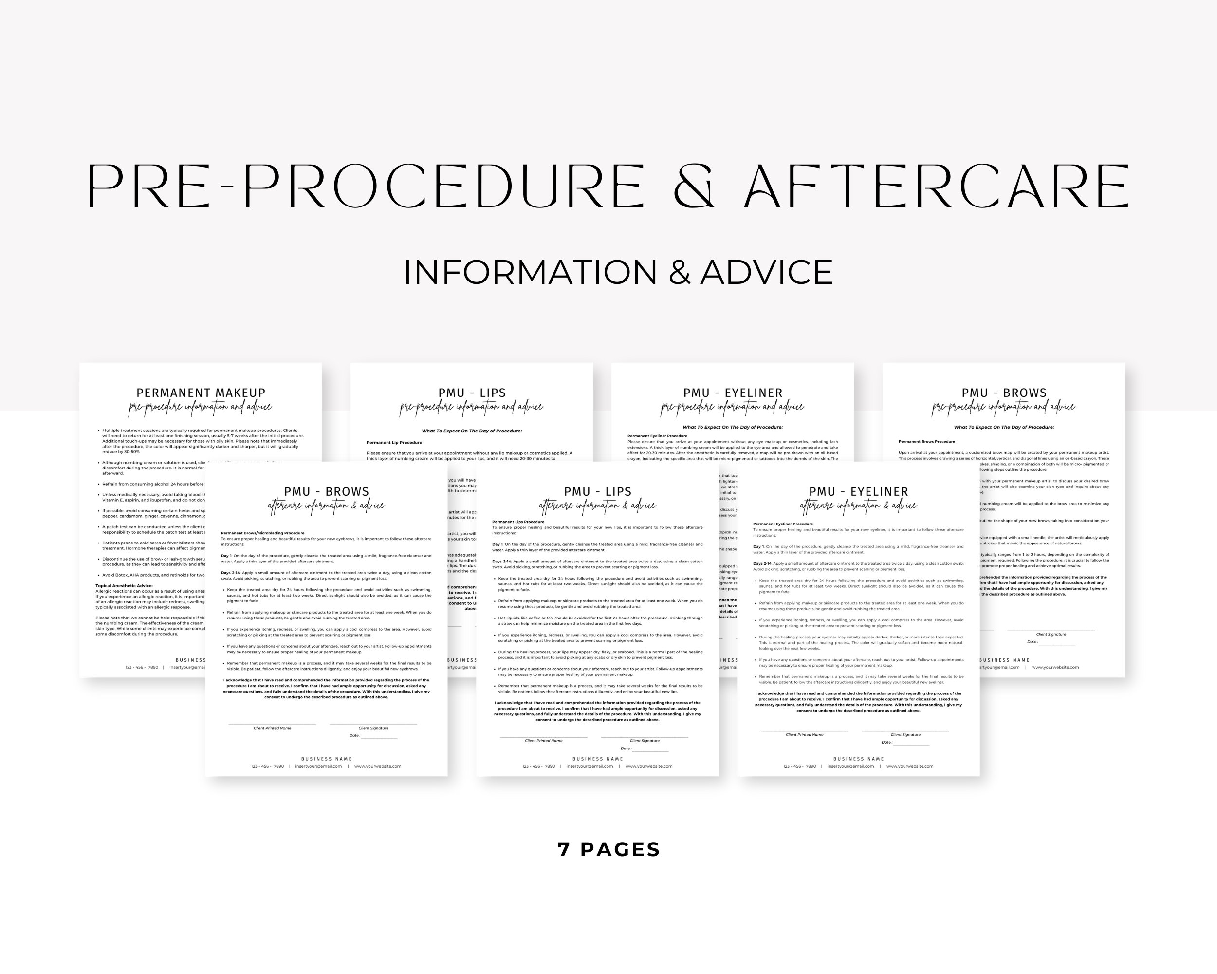 Permanent Makeup Forms | Editable PMU Consent Form Template | Printable ...