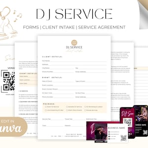 DJ Service Contract - Editable DJ Agreement, Wedding Dj Contract, Disc Jockey Event Service Agreement, DJ Business Contract, Canva Template