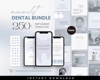 250+ CANVA Dental Instagram Template Bundle, Social Media Dentist Dlinic, IG Instagram Social Media, Dental Oral Health Care, Dental IG