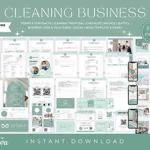 Cleaning Business Bundle, Cleaning Forms, Logo, Service agreement, Cleaning Business Flyer, Cleaning Business Cards, Cleaning Social media