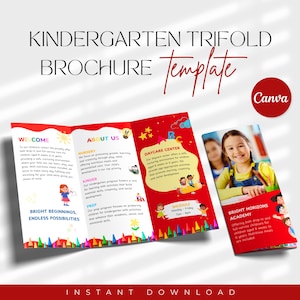 Szablon broszury Trifold dla przedszkola, Broszura dla dzieci w żłobku, Szablon ulotki dla przedszkola w żłobku, Ulotka, Ulotka, Broszura, Canva