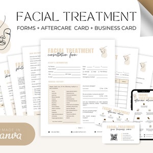 Facial Treatment Forms - Editable Esthetician Templates, Printable Skincare Consent Forms, Beauty Salon Forms, Facial Consultation Form