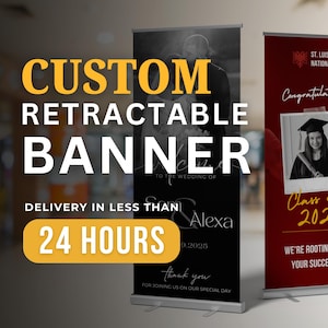 Custom Events Retractable Banner Template, Editable Roll-Up Banner Design, Digital File Only for Parties, Weddings & Promotions