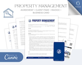 Editable Property Management Contract Template, Real Estate Property Management Service Agreement incl. Intake Form and Invoice Template