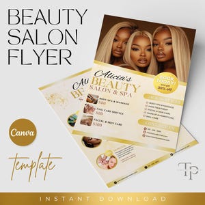 Spa Flyer Template, Beauty Salon Flyer, Beautician Marketing Template, Editable Canva Template, Beauty & Hair Flyer Template, Beauty Salon