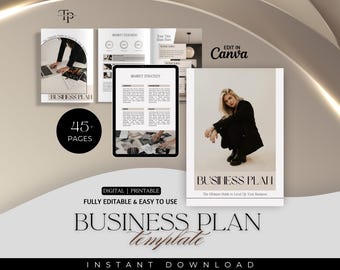 Business Plan Template Printable, Small Business Planner, Start Up Workbook, Side Hustle Planner, Canva Template, Business Plan Analysis