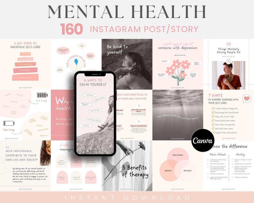 Mental Health Coach Wellness Canva Template, Psychologist Editable ...