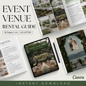 Event Venue Rental Guide Template, Wedding Party Venue Welcome Guide, Venue Rental Business Book Guide, Party Venue Rental, Canva