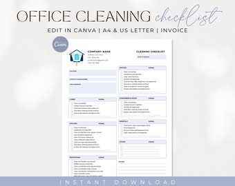 Office Cleaning Checklist, Cleaning Checklist for Cleaning Service, Editable Janitorial Cleaning Check List, Company Cleaning Checklist