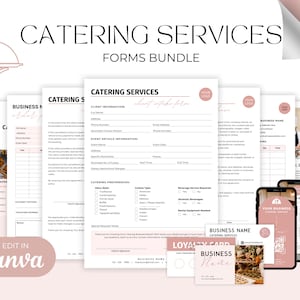 ケータリング契約書テンプレート、イベントサービス契約書、ケータリングビジネステンプレート、ケータリング名刺テンプレート、ケータリングロゴ