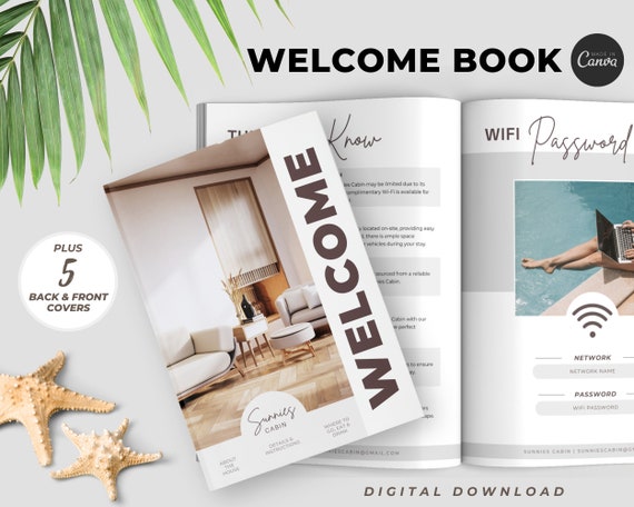 Airbnb Welcome Book Template | Modern Beach House | Airbnb House Guide Canva | Airbnb Guidebook | VRBO Guest Book | Beach Vacation Rental