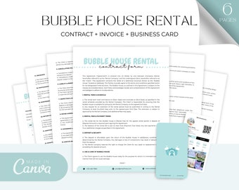 Bubble House Rental Contract, Editable Inflatable Rental Agreement, Bounce House Business Forms, Inflatable Rental Invoice & Receipt