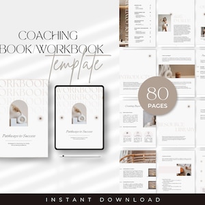 May include: A digital coaching ebook and workbook template with 80 pages. The cover features a white archway with a dried flower arrangement and the text "Pathways to Success".