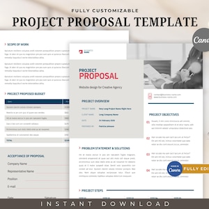 Project Proposal Template, Business Forms, Company Project Proposal, Printable Company Project Proposal Template, Business, Canva PDF