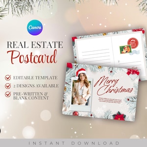 Weihnachtspostkarten Vorlage, Weihnachtspostkarte, Weihnachtspostkarte, Realtor Weihnachtskarten Marketing, Realtor Kundenkarte, Canva