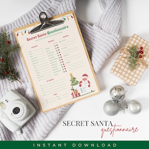 Druckbarer Wichtel Fragebogen für Weihnachten, Geschenkbörse, Bundle, Wichteln Form, Freunde Arbeit oder Zuhause, Canva Vorlage