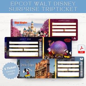 Bearbeitbare Epcot Walt Disney World Überraschungsgeschenkvorlage, Epcot Disney World Andenken Faux Souviner Geschenkkarte, druckbare Karte
