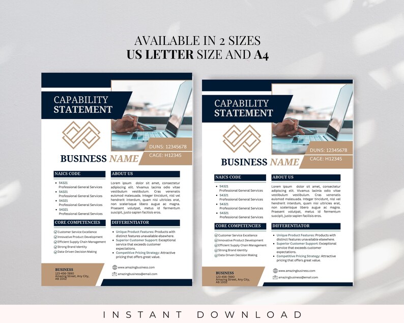 Business Capability Statement Template, Business Document, Contracting ...