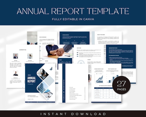 Annual Report Bundle Template, Minimalist Business Report Template, Financial Update Year-End Review, Executive Summary Corporate Whitepaper