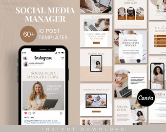 Social media manager Instagram templates for Canva, social media manager templates, Social Media Manager Bundle, marketing templates