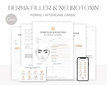 Dermal Filler, Botox, Botulin Toxin, Consultation Forms, Consent Form, Aftercare Advice, Esthetician Forms, Esthetician Intake Forms, Waiver