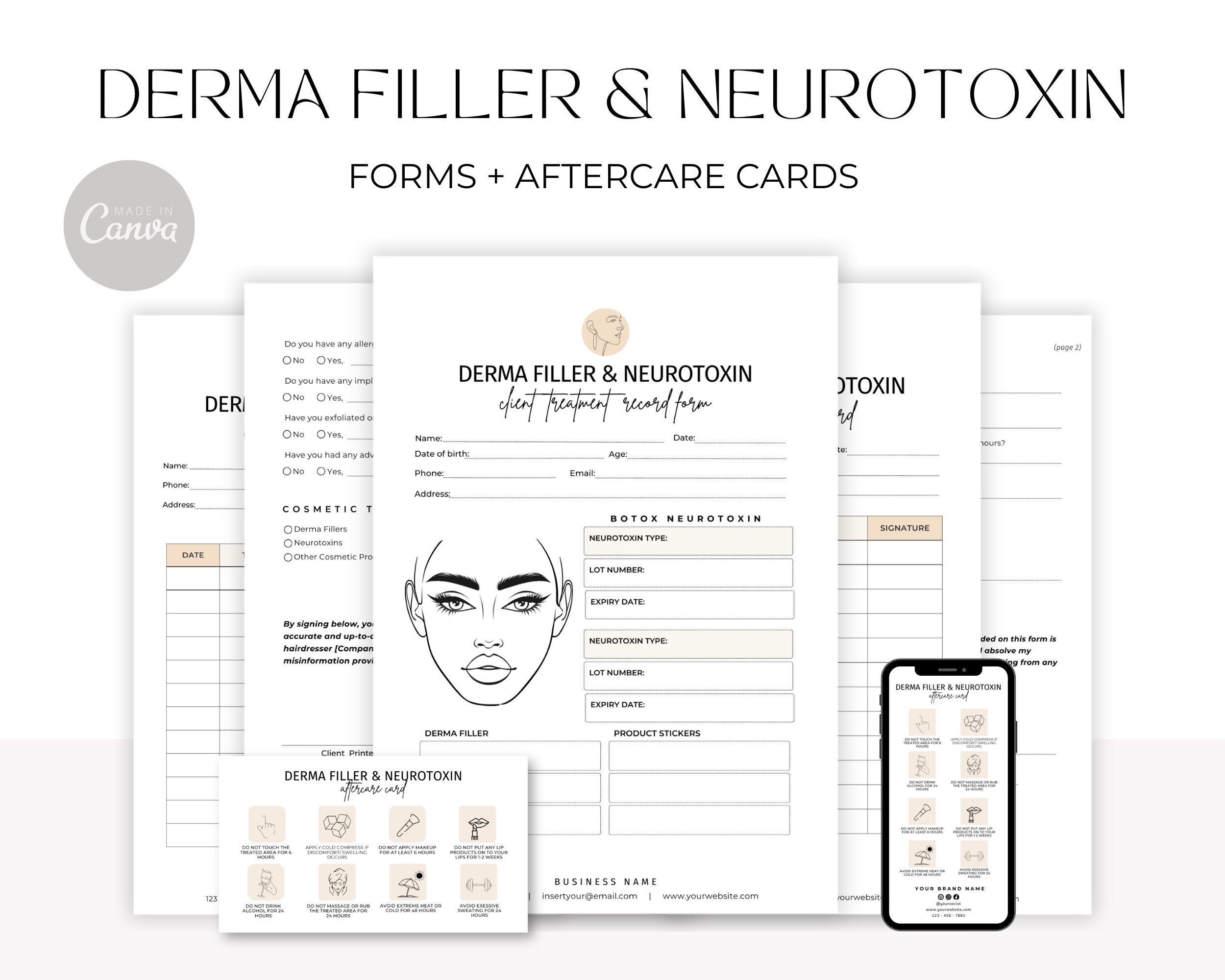 Dermal Filler, Botox, Botulin Toxin, Consultation Forms, Consent Form ...